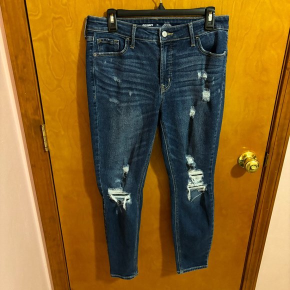 Old Navy Distressed High Rise Rockstar Super Skinny Secret Slim Pockets Jeans - Picture 2 of 14